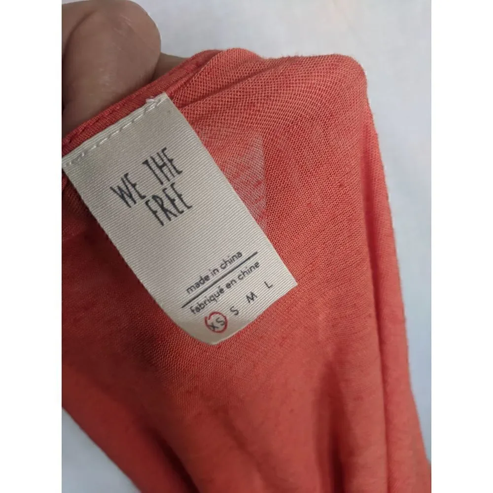 NEW Free People FushciaRed Cold Shoulder Top Sheer Layering XS